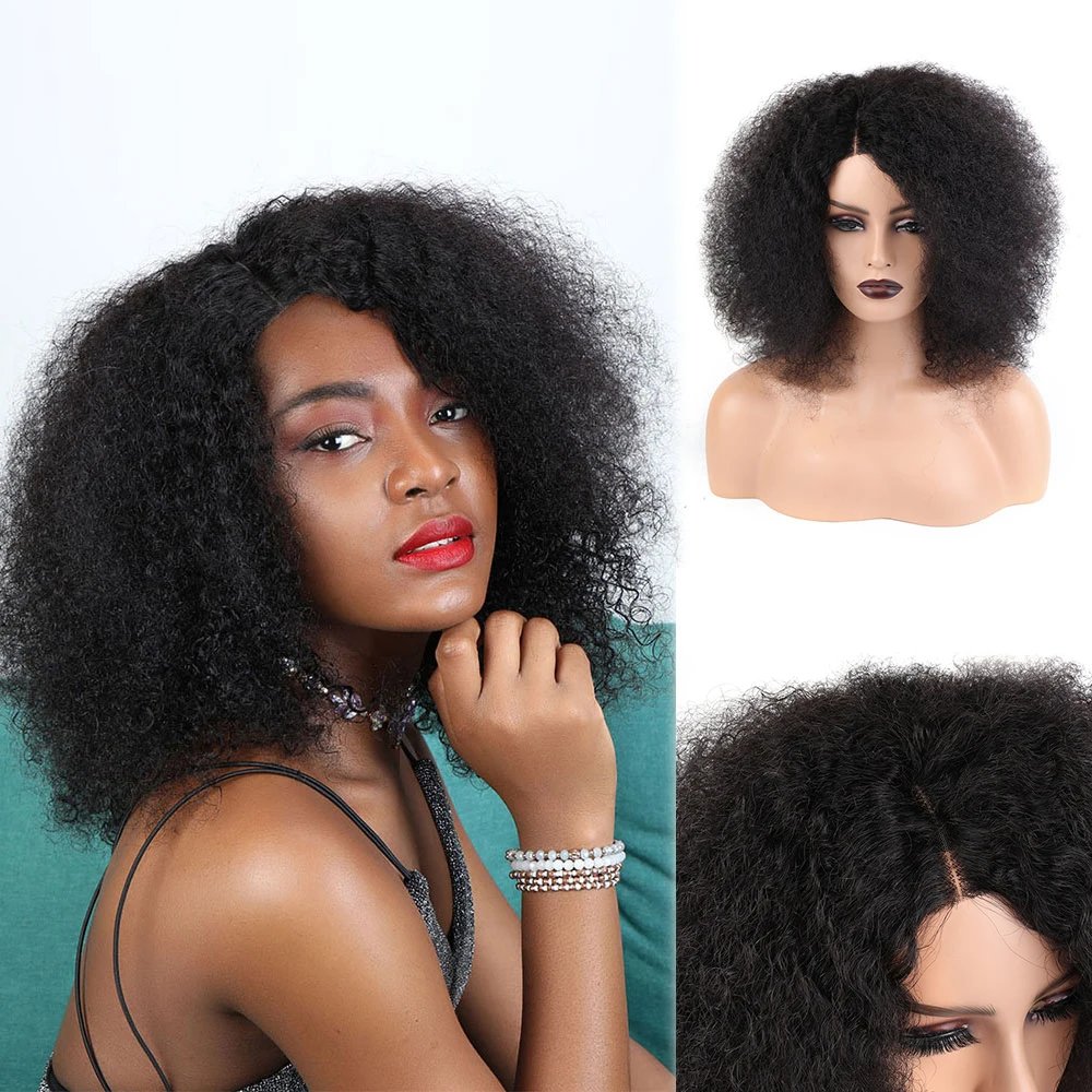 

Fluffy Afro Kinky Curly Human Hair Wig Natural Bob Front Lace Wigs for Black Women 4x4 Lace Closure Human Hair Lace Frontal Wig