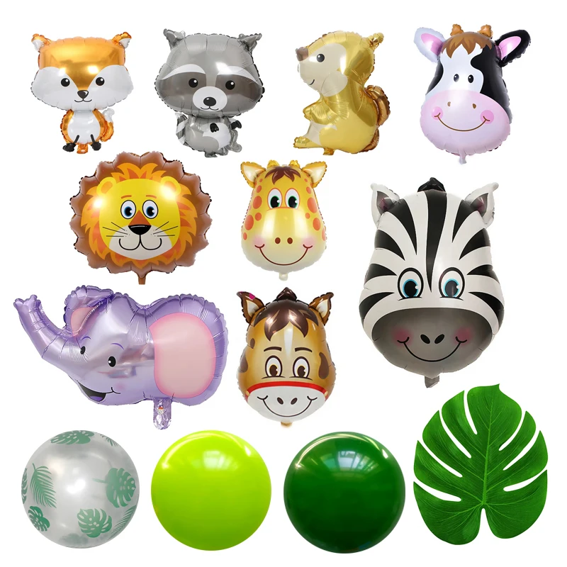 

NEW Cartoon Animal Theme Foil Balloon Jungle Safari Forest Lion Zebra Elephant Giraffe Baloon Kids Birthday Decoration Supplies