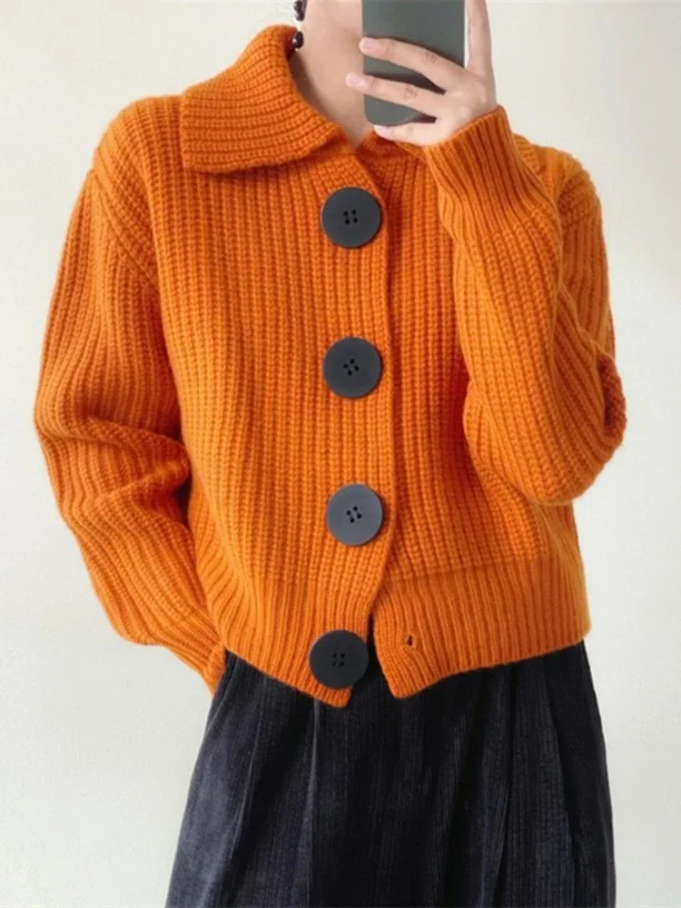 

Autumn Korean Clothes Knitwear Cardigan Coat Women Sueter Mujer Solid Color Vintage Sweater Tops Single Breasted Chic Pull Femme