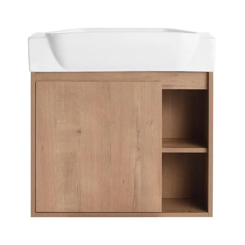 24-дюймовый настенный туалетный столик для ванны с белой керамической раковиной и мягкими дверцами, ударной упаковкой