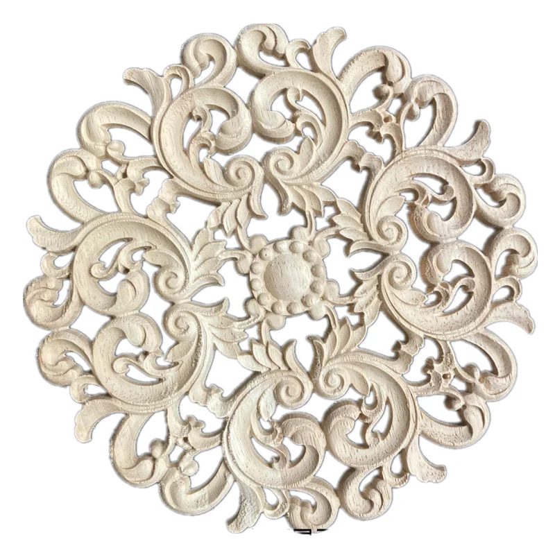 

10-40cm Carving Natural Wood Appliques Furniture Cabinet Unpainted Wooden Vintage Home Decoration Accessories Modern Decor