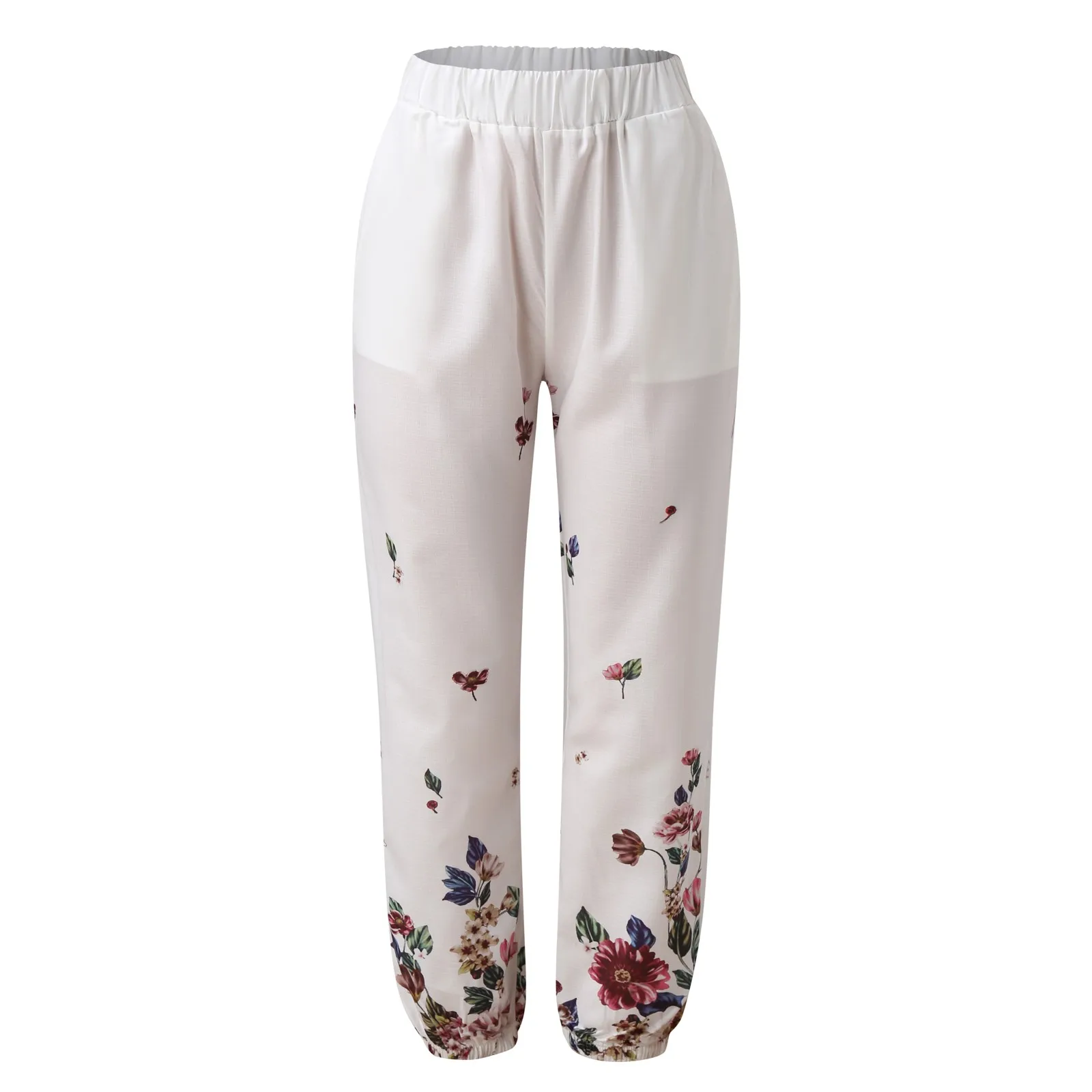 Women's Printing Cotton and Linen Casual Pants With Pockets High Waist Fashion Loose Cofortable Straight Leg Pants For Female