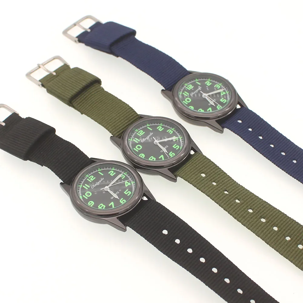 3Pcs Nylon Fabric Kids Watch Sport Thin Students Canvas Quartz Wristwatch for Children
