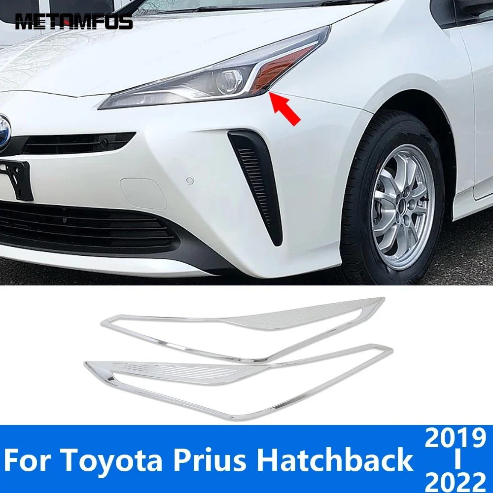 

Head Light Lamp Cover Trim For Toyota Prius 2019 2020 2021 2022 Hatchback Chrome Front Headlight Frame Hood Exterior Accessories