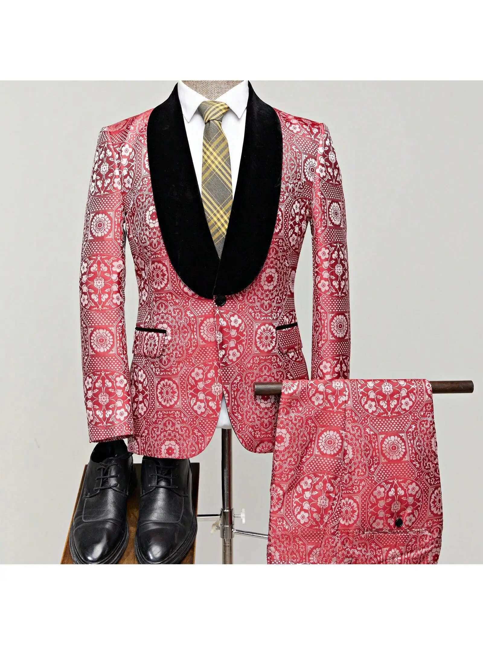 Costumes pour hommes, ensemble de costume de smoking, coupe cintrée, 2 pièces, veste et pantalon de dîner de fête luxueux