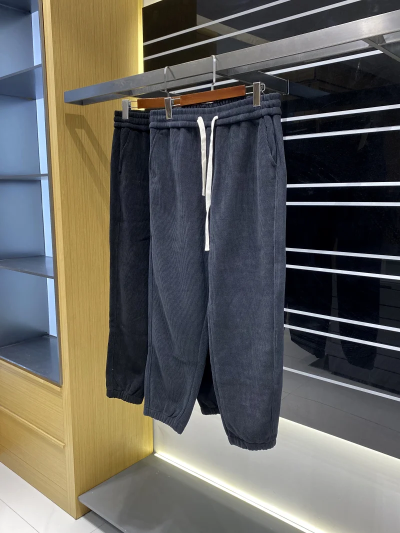 

Heavyweight Waed Corduroy Fce Lined Elastic Sports Casual Pants for Men Autumn Winter Faion Trendy Cuffed Leisure Trou...