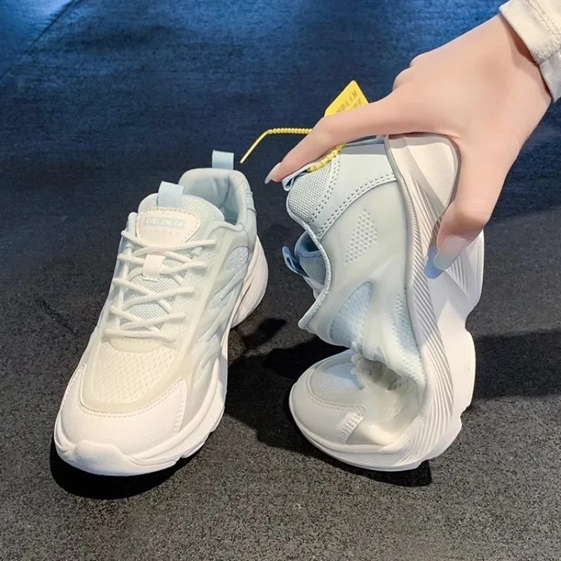 

Women's Chunky Sneakers Thick Sole Breathable Mesh Lightweight Cushioned Walking Shoes Student Casual Pink White Black Blue