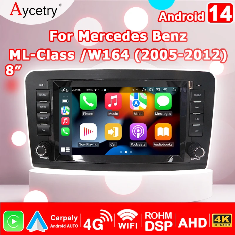 Android 13 Car Radio Wireless Carplay For Mercedes Benz ML W164 X164 Bluetooth Auto Multimedia Player 2 din wifi Navigation GPS