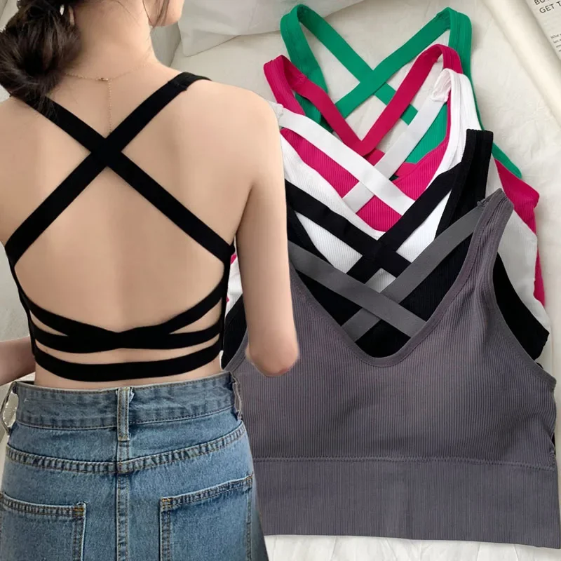 

Sport Bras Women Cross Strap Beauty Back Underwear Sexy Push Up Running Yoga Fitness Sport Bra Top Breathable Quick Dry Gym Top