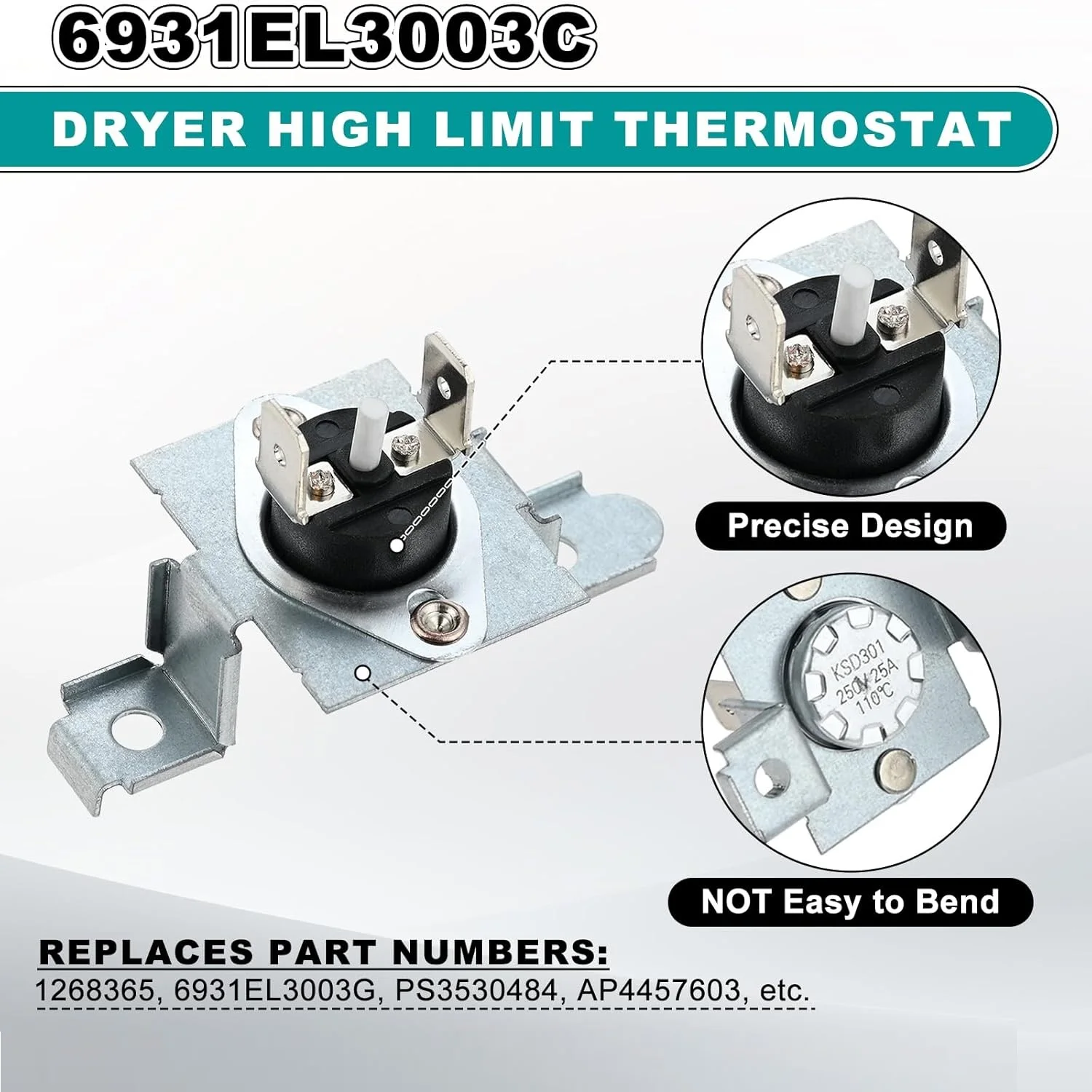 مجفف 6931EL3003D مصهر حراري و 6931EL3003C 6931EL3004B طقم ترموستات عالي الحد لـ LG Kenmore AP4440975 AH3530485 EAP3530482