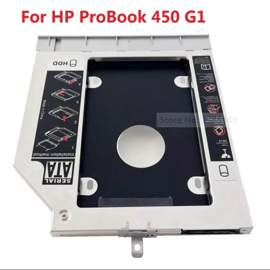 With Bezel Front Panel 2nd 2.5 Hard Drive HDD SSD Optical bay Caddy Frame Bracket for HP ProBook 450 455 G1 Only