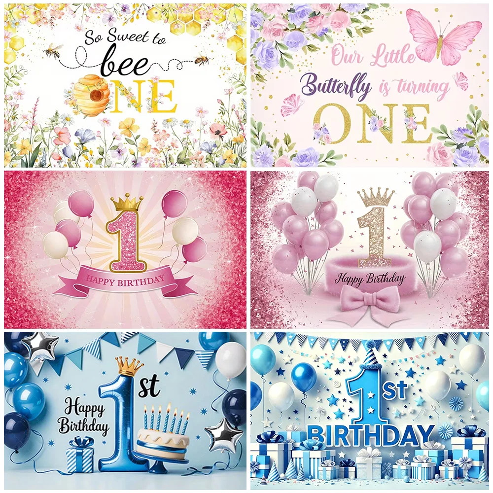

Newborn 1st Birthday Party Decorations Boy Girl One Year Flowers Fairy Elf Birthday Backdrop Colorful Photo Shoot Props Supplies