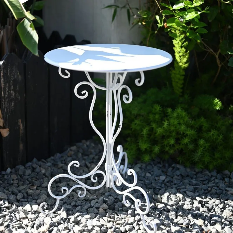 American retro wrought iron old outdoor single plate flower stand bird feeder courtyard garden groceries