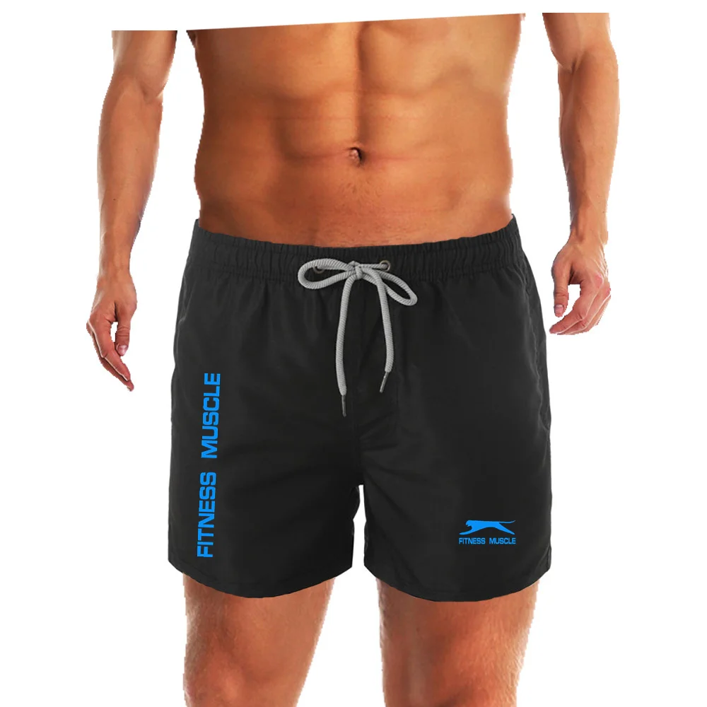 2022 Fitness Muscle High Quality Men Beach Shorts Mesh Lining Men Surf Beach Shorts Swimwear Summer Brand Print Short Pants