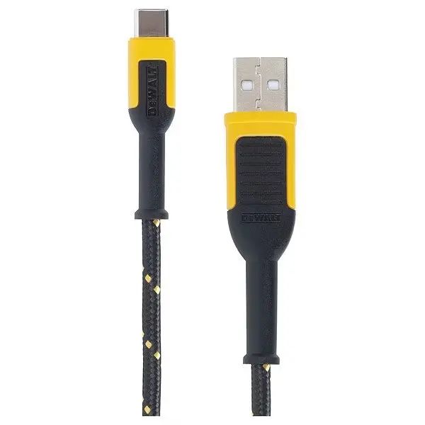 Reinforced USB Cable, Black/Yellow, 48in L