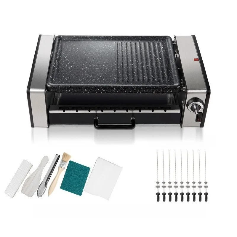 

Household electric oven automatic rotating smokeless skewer machine