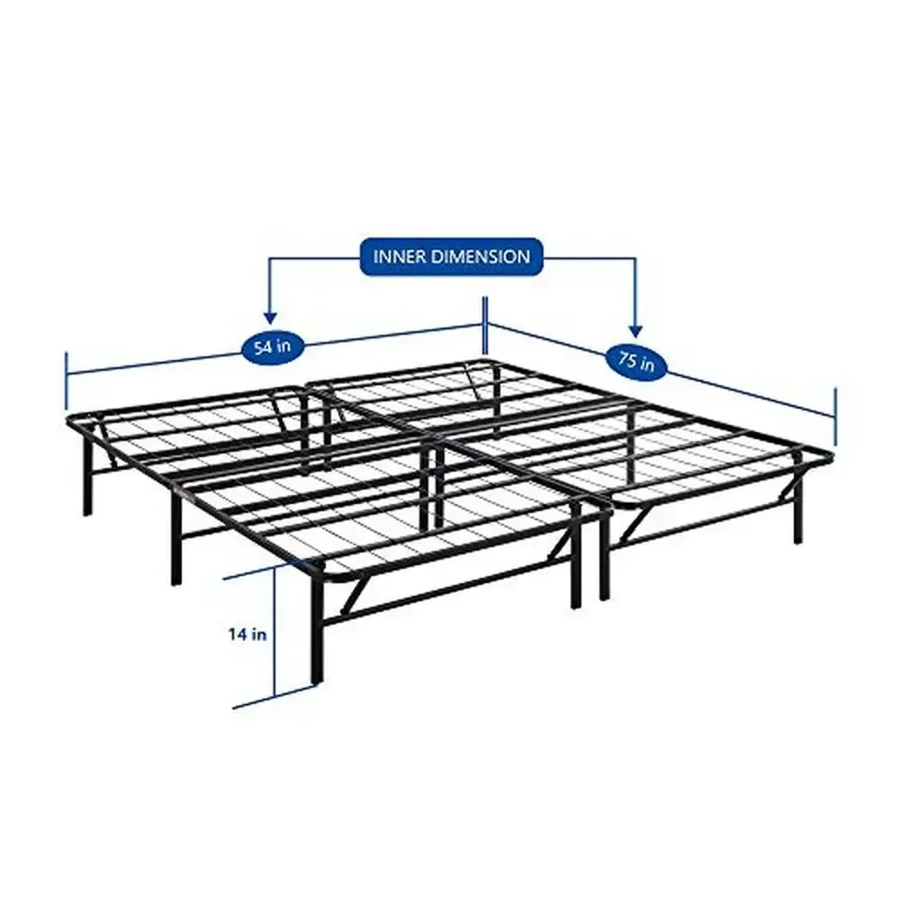 Metal Platform Bed Frame Full Size 14-inch Steel Mattress Base Foldable Storage Easy Assembly Quiet No Box Spring Required