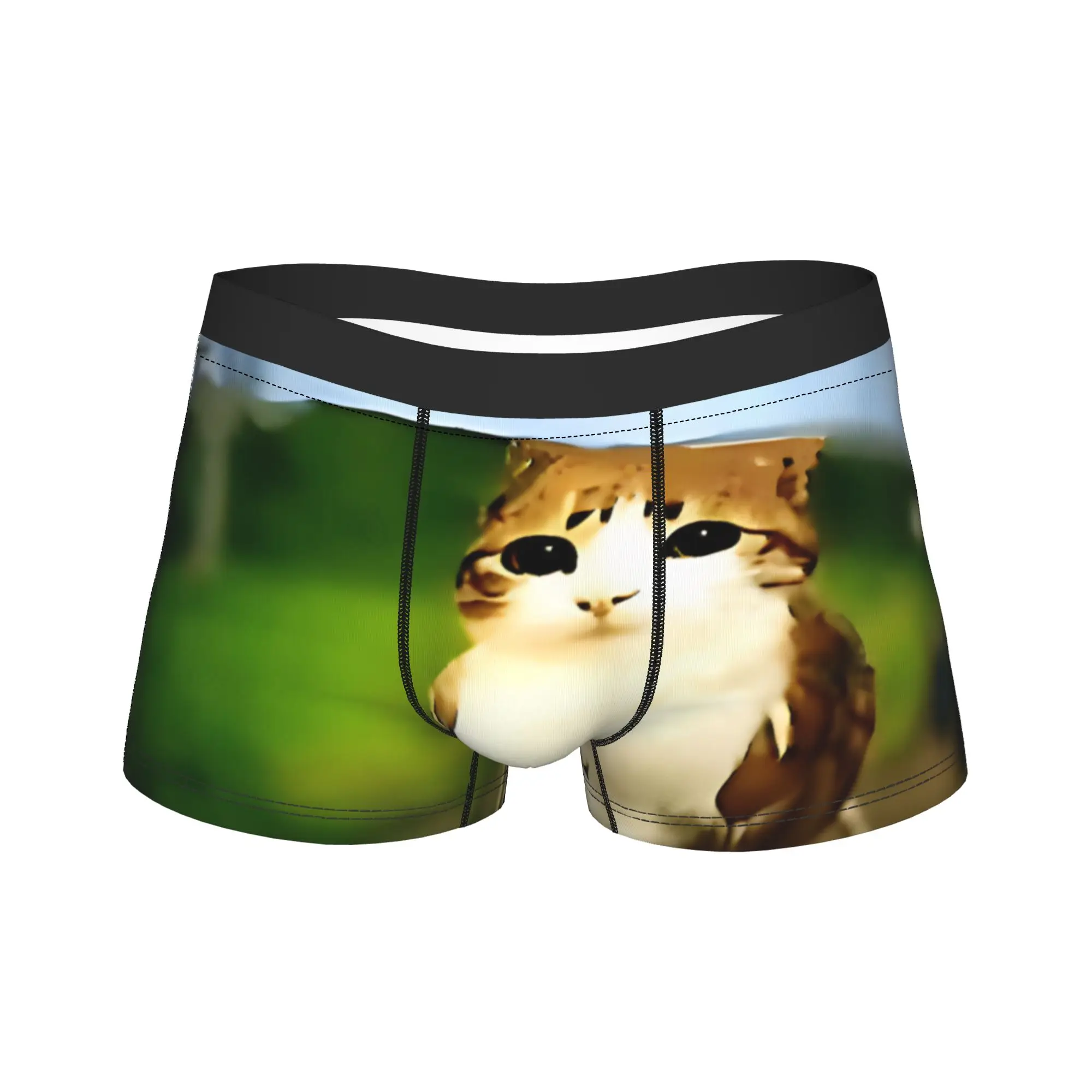 

Мужское длинное нижнее белье I'm New Soul Meowl Brainrot, забавные трусы-боксеры с изображением кошки и совы, шорты, мужские трусы из полиэстера, большие размеры