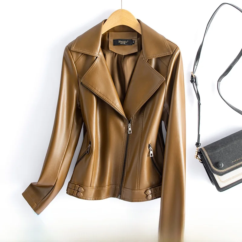 

Весна 2025: Модная женская укороченная кожаная куртка-косуха из овчины, приталенного кроя, больших размеров, из натуральной кожи