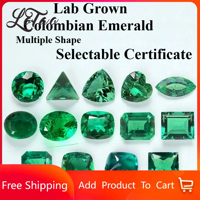 

Lab Grown Colombian Emerald Multiple Shape Charms Gemstone for DIY Jewelry Ring Necklace Earrings Making Selectable Certificate