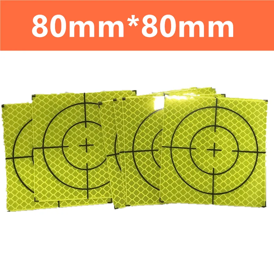 20pcs 8cm Reflector Sheet 80*80 mm For Total Station Survey Fluorescent Green Sheet Reflective tape Sticker