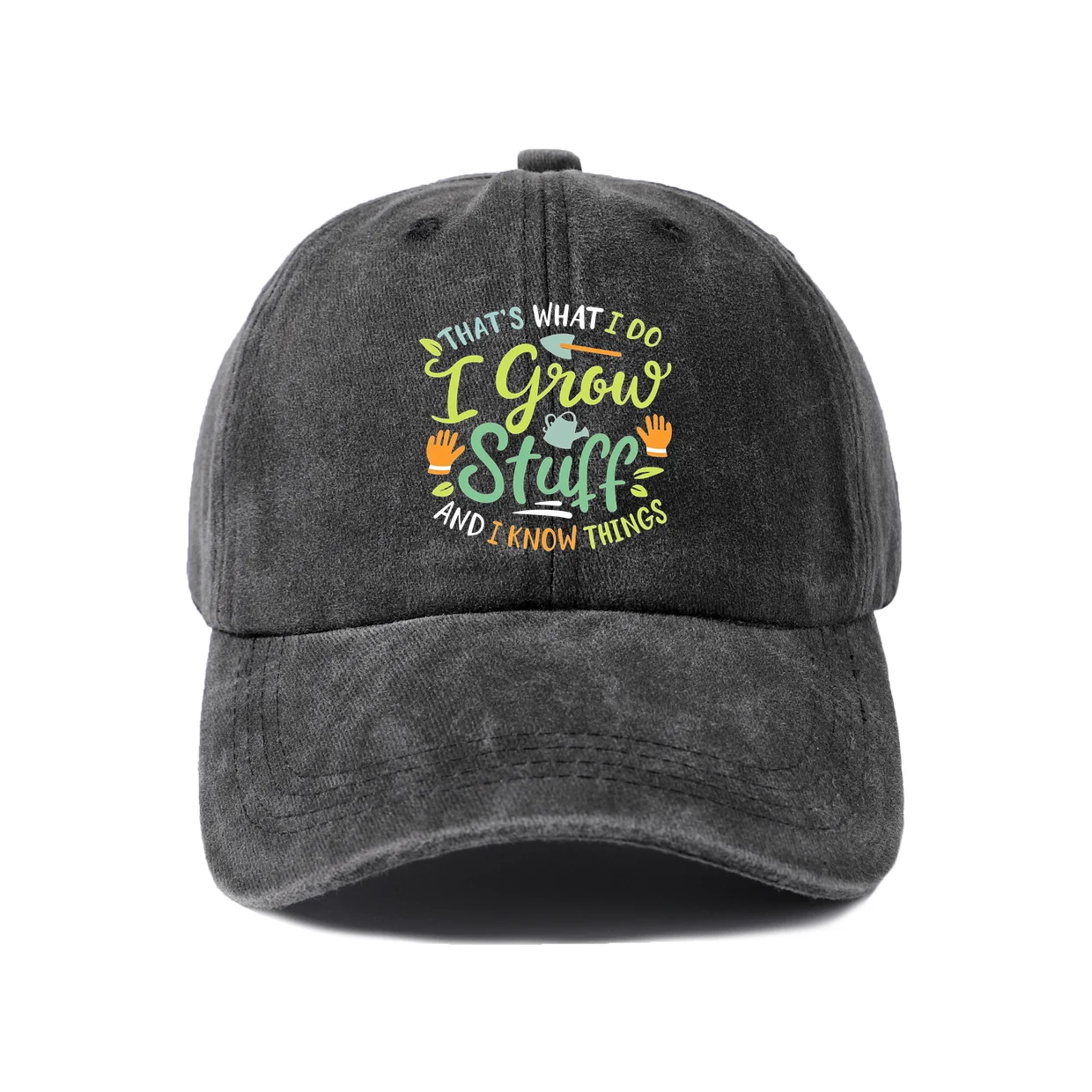 Garden Grow Stuff Quote Graphic Baseball Cap, Vintage Washed Adjustable Unisex Dad Hat, Casual Gift