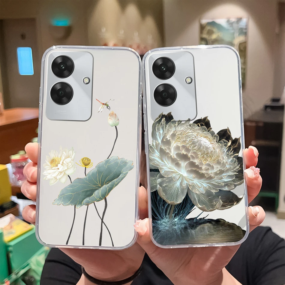 حافظة لهاتف Realme Note 60 60X Narzo N61 أنماط زهور محظوظة حافظة هاتف شفافة لهاتف Realme NarzoN 61 Note60 غطاء من السيليكون الناعم