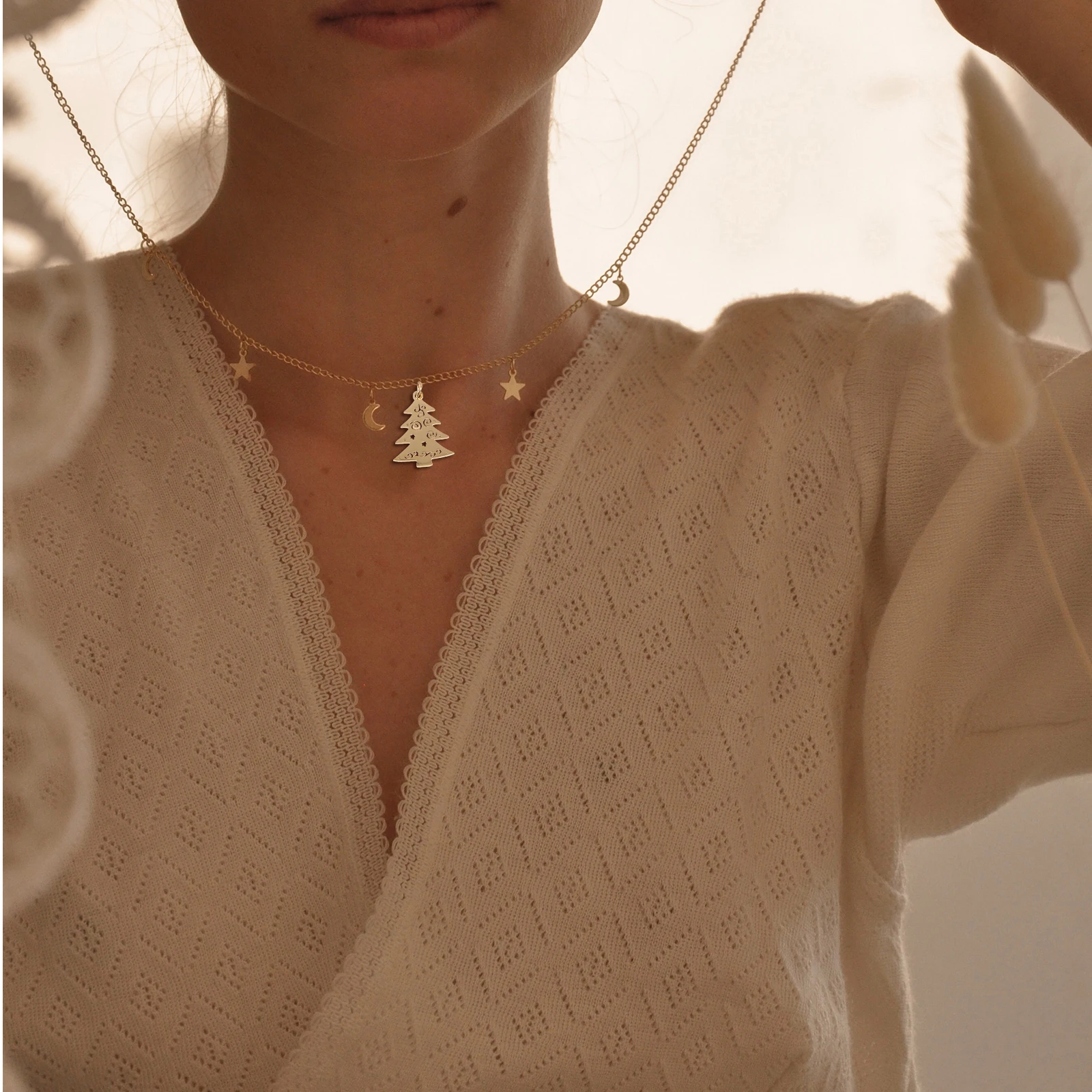 

5Pcs Christmas Tree Pendants Stainless Steel Mini Size Lightweight Smooth Surface DIY Craft Jewelry Making Charms Necklace