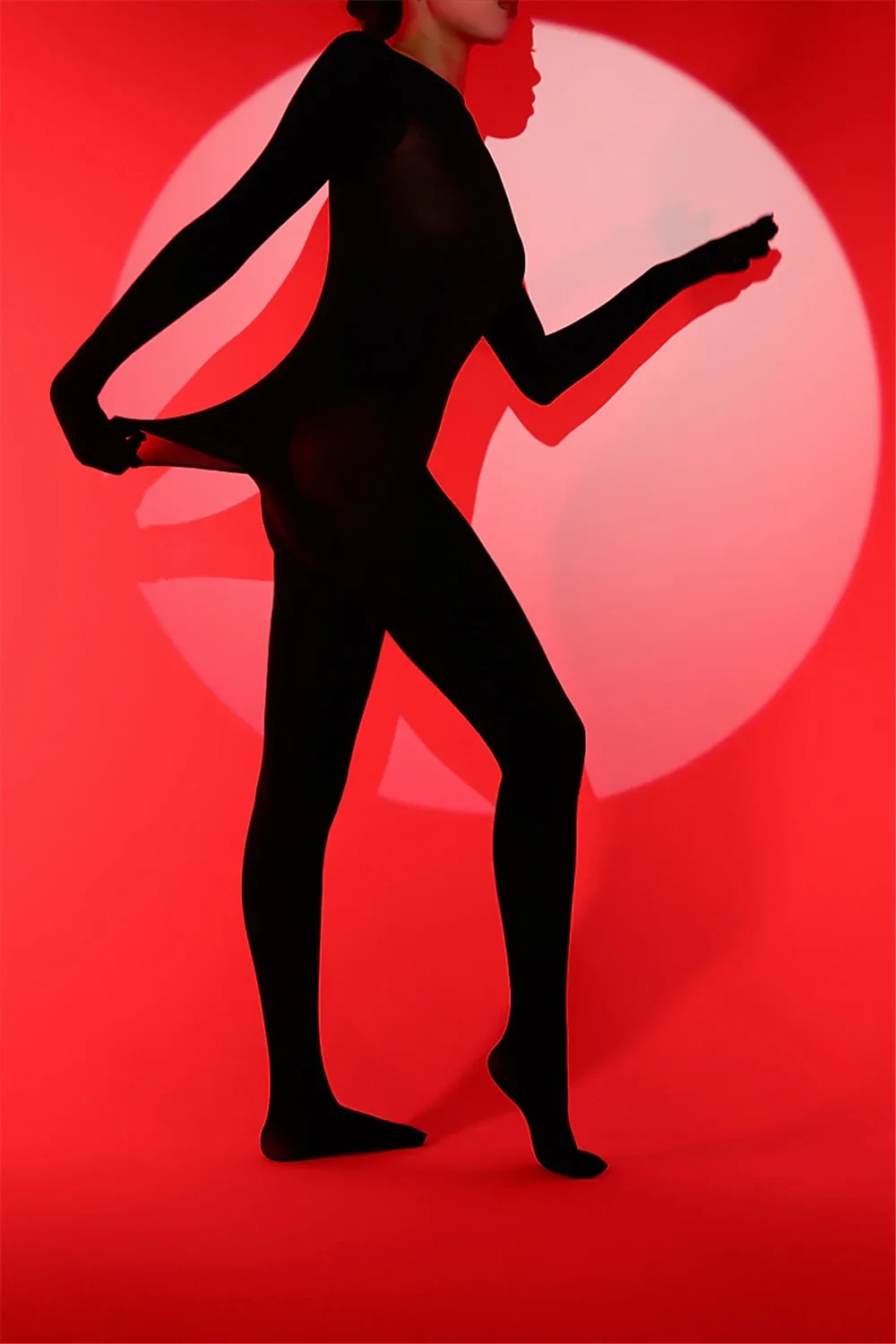 120D Alta Elasticità Unitard Donne Guanti a Cinque Dita Congiunto Body Lucido Liscio Tuta Trasparente Vedere Attraverso Collant Donna Sexy