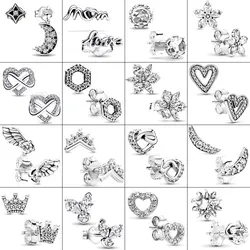 2023 New 925 Silver Earring Sparkling Infinity Stud Earrings Open Heart Earring Women Original  Earring Fine Jewelry