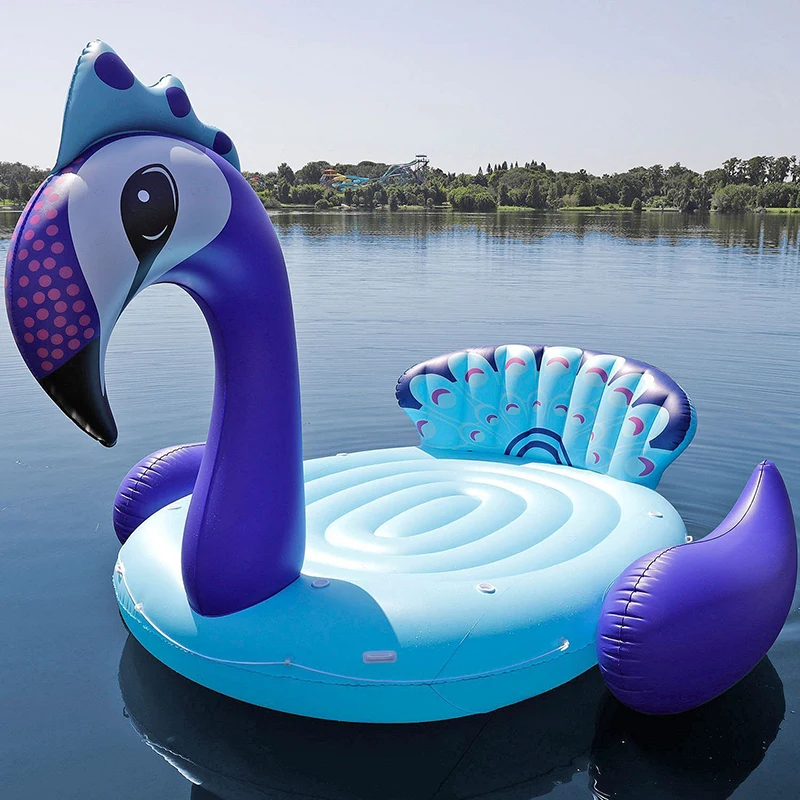 Large Inflatable Water Pool Floats Inflatable 6 Person Peacock Float Gigantic Inflatable Party Bird Island