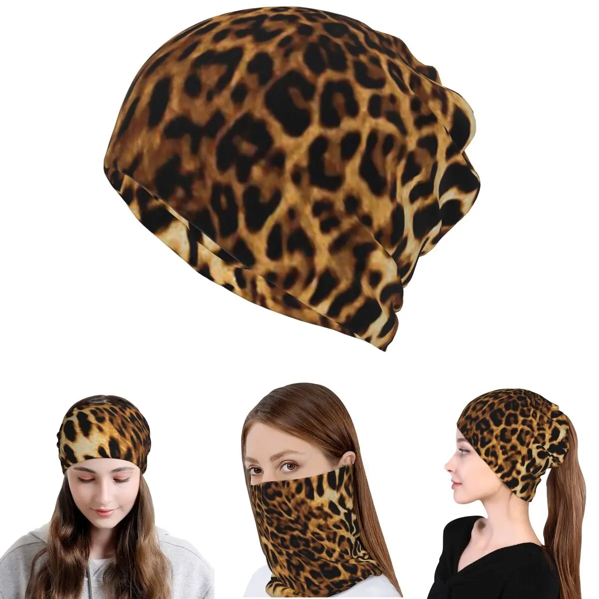 Leopardenfell-Bandana, Halstuch, Maske, Schal, Mehrzweck-Stirnband, Mütze für Männer, Frauen, Erwachsene, für alle Jahreszeiten