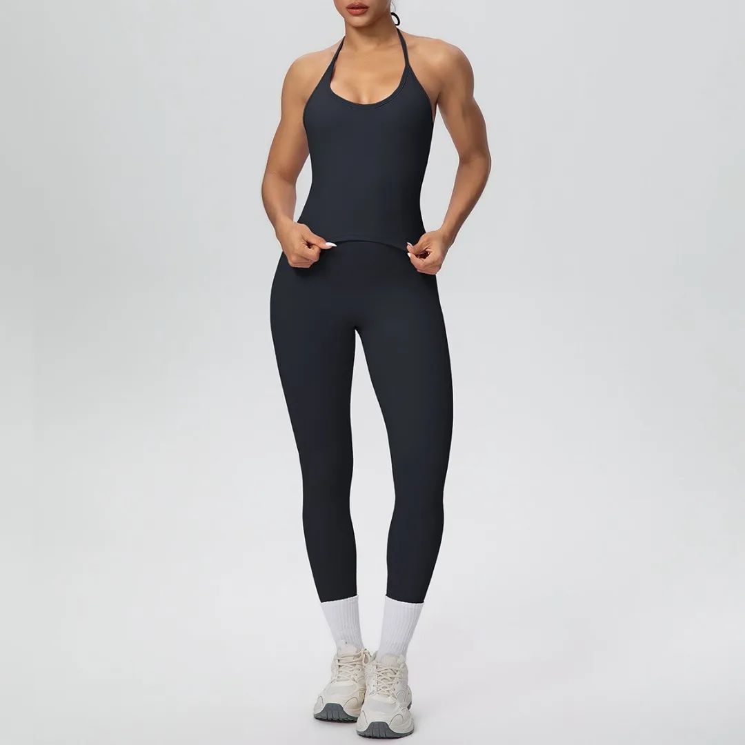 

New Women's Strappy Tank Top Yoga 2pc Set High Waist Hip Lift Tight Fitness Suit Sports Casual Running Workout Gym Sportswear