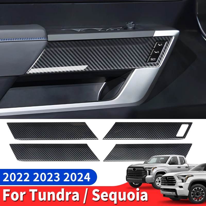 For 2022-2024 Toyota Tundra Sequoia interior door decorative strip modification carbon fiber pattern upgraded accessories 2023