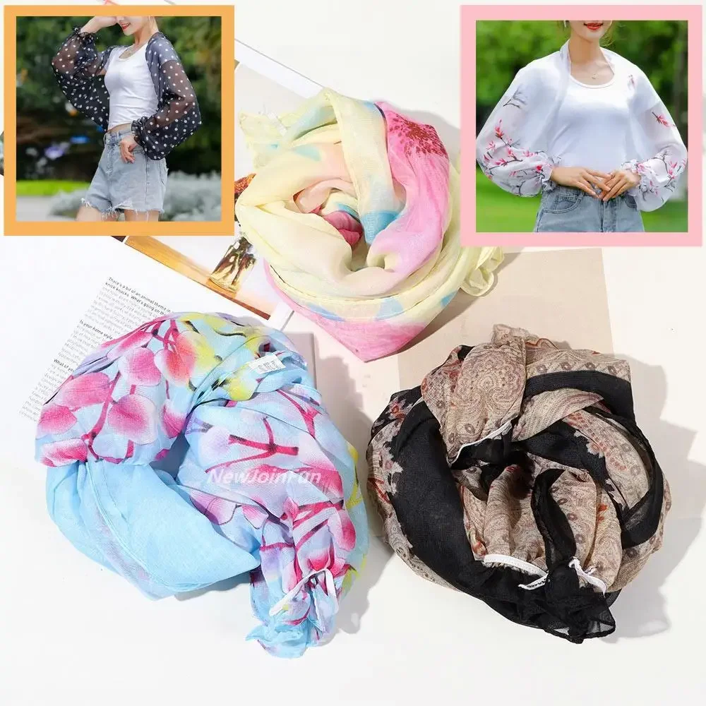 Thin Chiffon Sunscreen Shawl Female Capes Summer Air Conditioned Blouse Neck Guard Cloak Silk Scarf