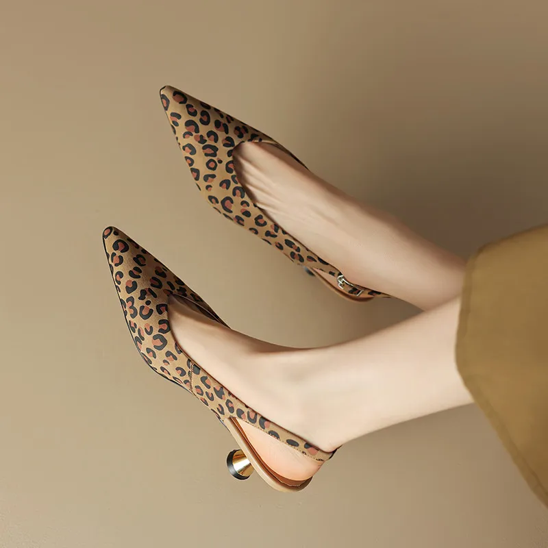 FEDONAS-Escarpins à talons hauts en cuir suédé pour femmes, sandales à la mode sexy, chaussures léopard pour enfants, fête et bureau, printemps et été