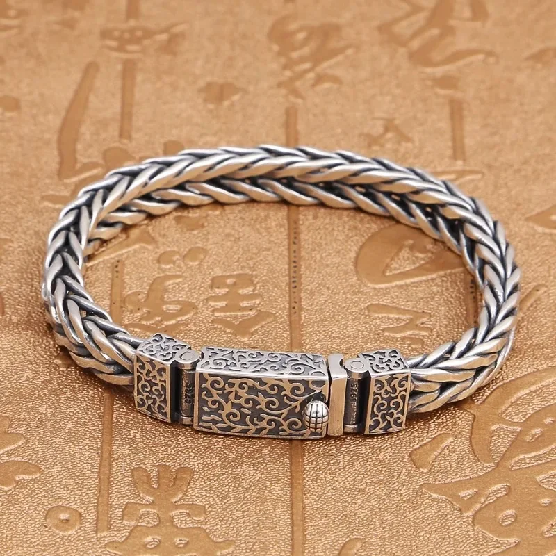 New Chinese Trendy Men's Personalized Hand-woven Twist Buckle Bracelet Retro Ethnic Style Chain Jewelry Accessories