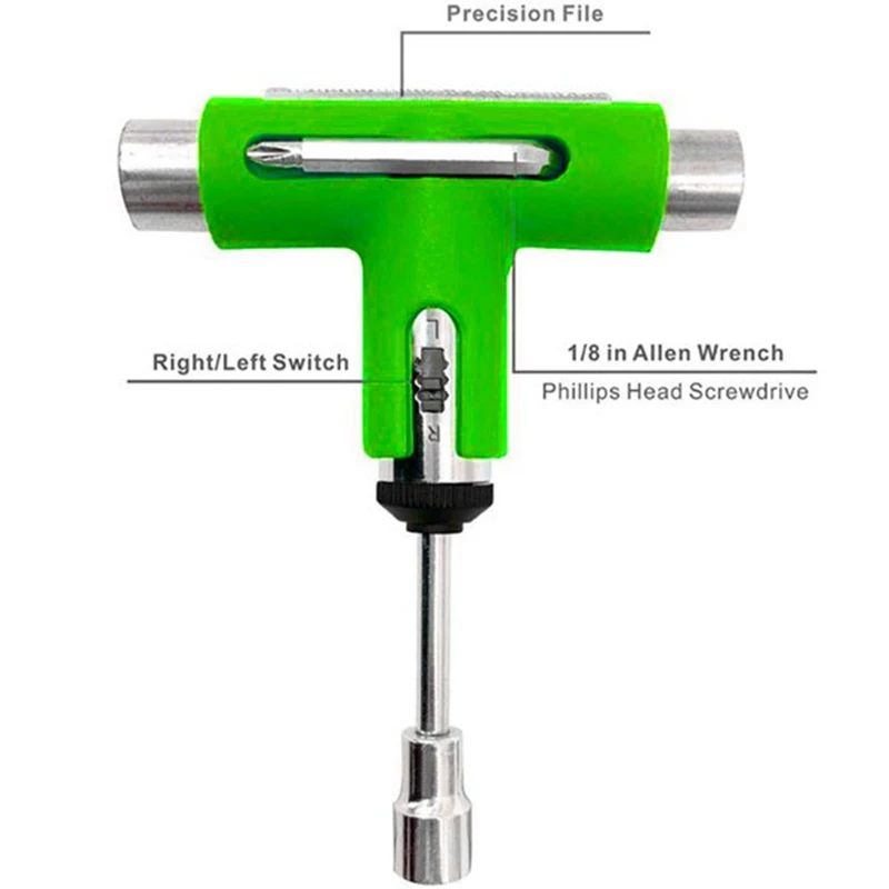 Skateboard Tool Roller Skate Scooter Adjusting T-Wrench Long Board Fish Board Repair Tools Accessories L-Type Head Spanner Green