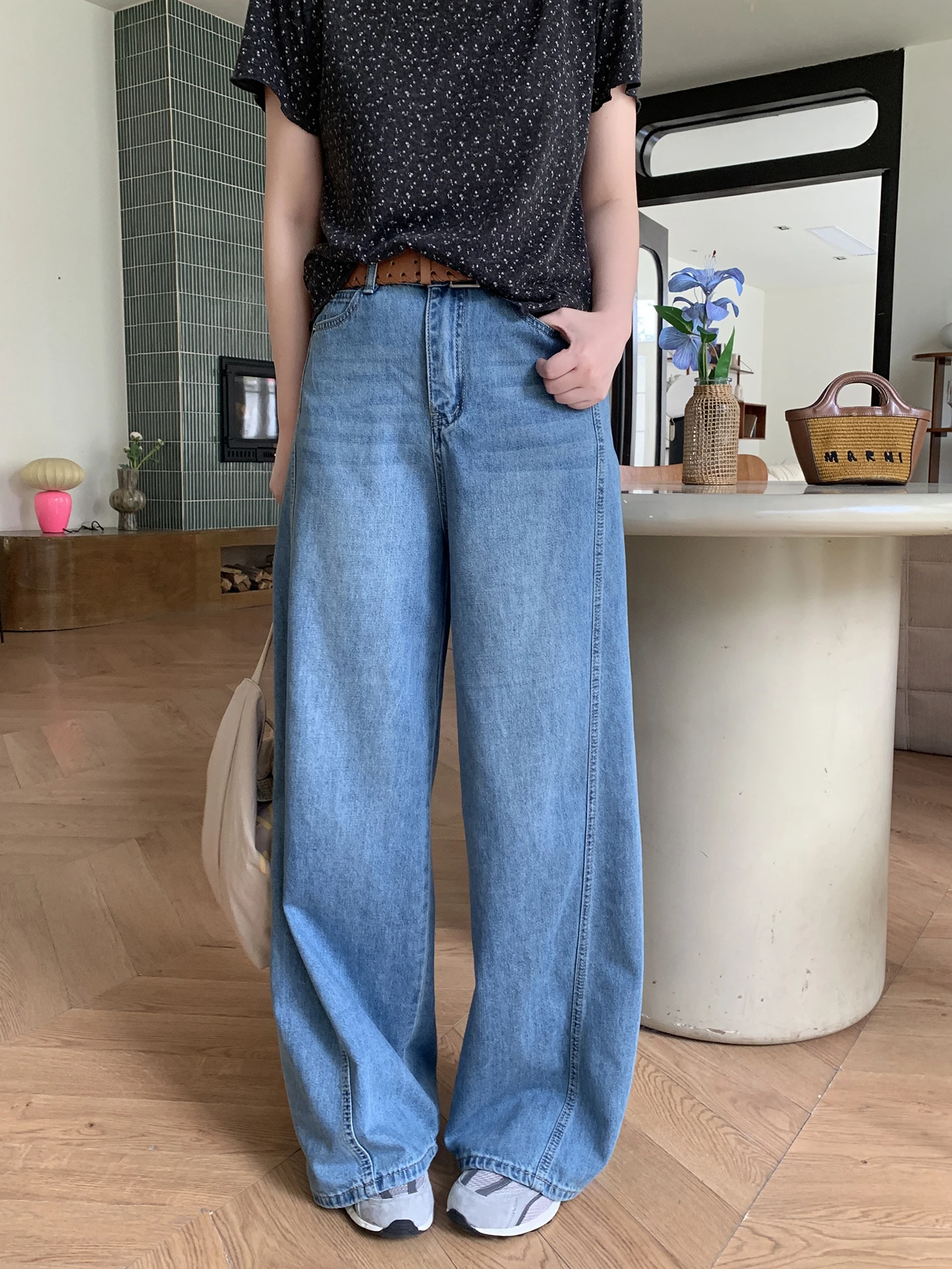 

High Waist Wide Leg Jeans Women Loose Slim Straight Floor-Length Pants Long Trousers Spring Fashion Ladies Loose Fit Jeans