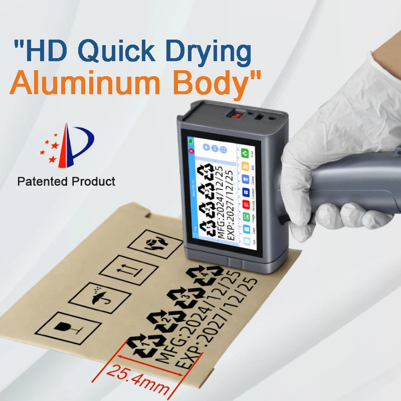 Intelligent Handheld HD 600DPI Inkjet Height 1-inch 25.4mm Multi Language 4.3-inch Touchscreen Inkjet Printer
