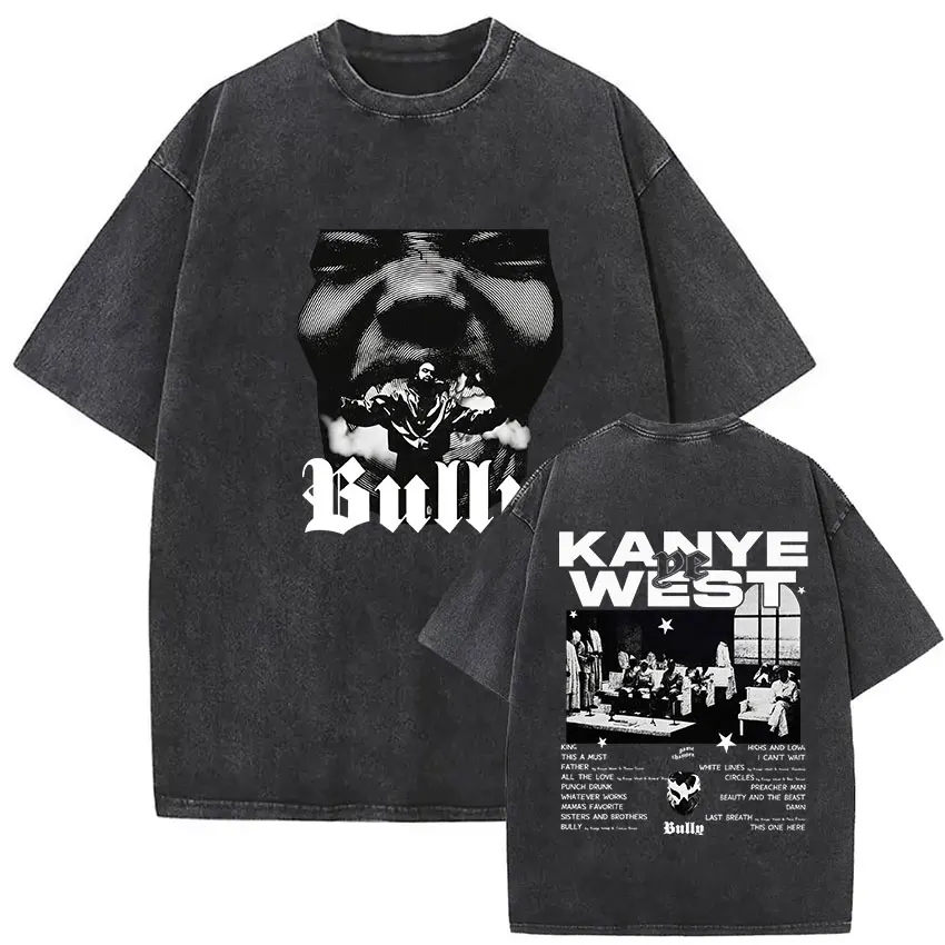Bully Bully Kanye West Ye Live At Sofi Album 2026 Vintage Washed T Shirt Men Women High Quality Fashion Oversized Cotton T-shirt