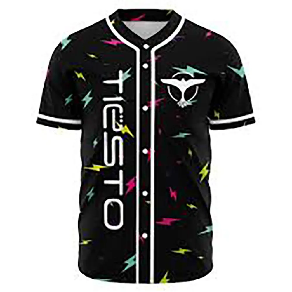 

Tiesto Jersey Festival DJ Merch Jersey Harajuku Thin button Baseball Uniform Men/Women Baseball Jersey For EDM Festivals Color3