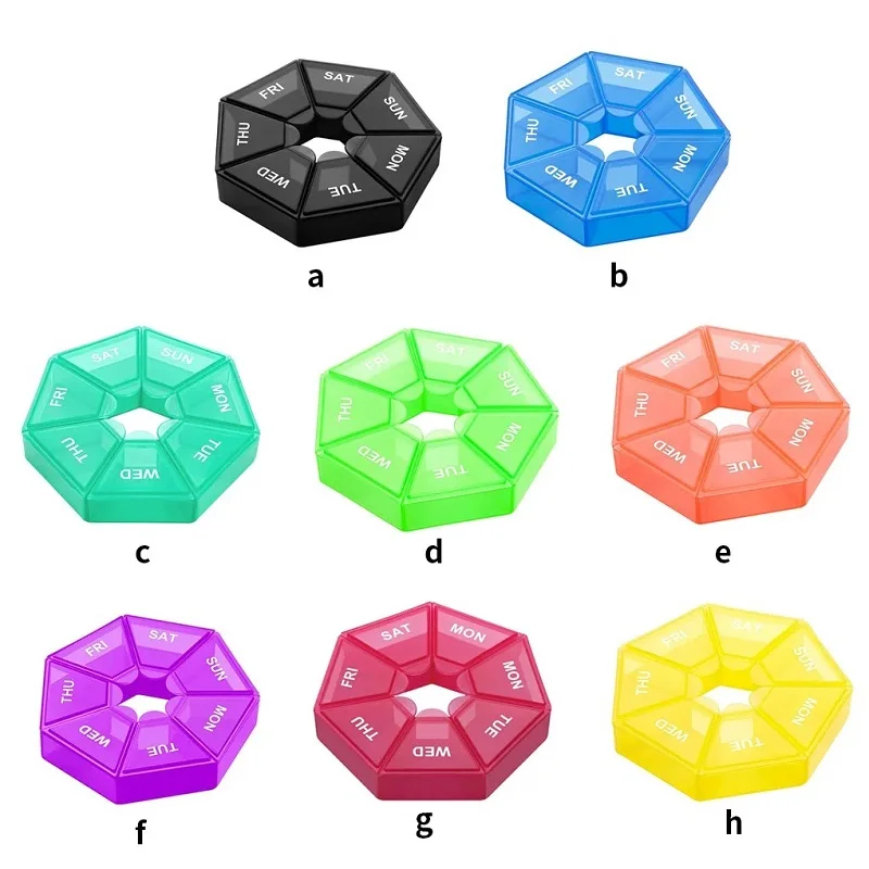 

Еженедельный 7-дневный органайзер для таблеток, портативная дорожная коробка для таблеток, многофункциональная маленькая аптечка, черный