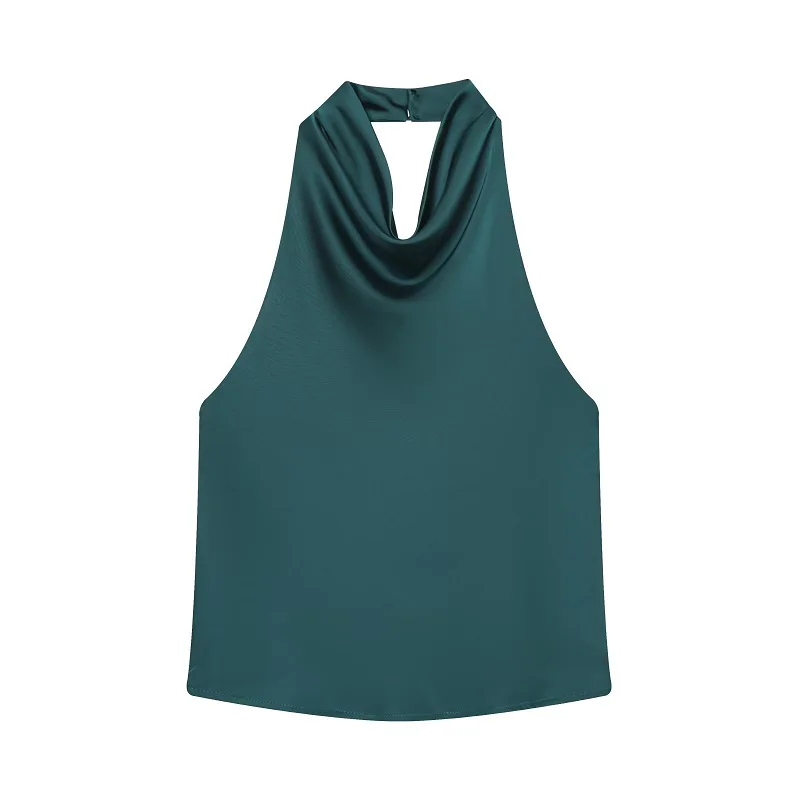 MUJER 2025 Halter Tops voor Vrouwen Zwart Satijn Backless Top Vrouwelijke Roze Zomer Strand Top Vrouw off Schouder Hemdje Top Vrouwen