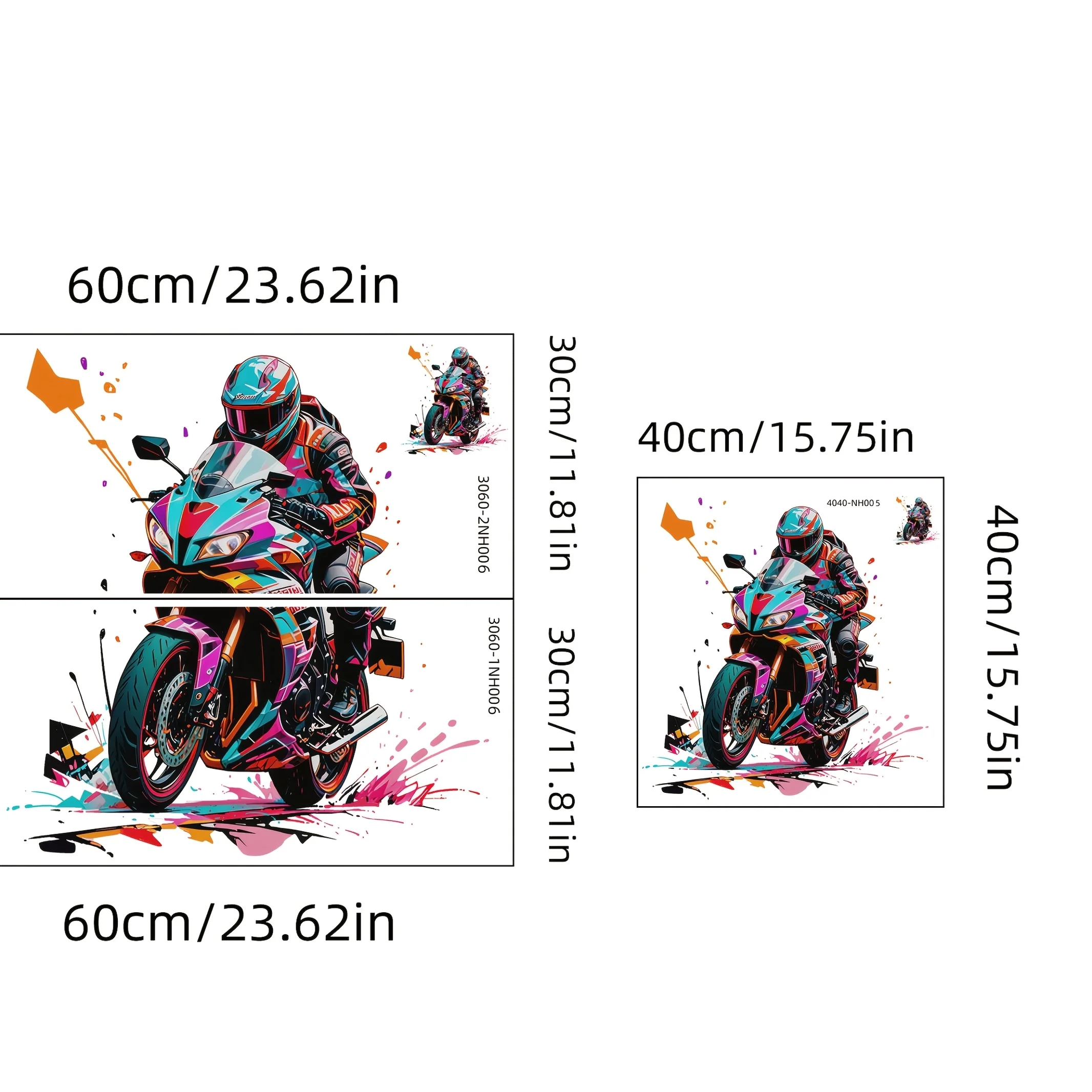 Two Sizes of Cool Motorcycle Stickers for Rooms, Beloved Motorcycle Stickers for Decorating and Beautifying Room Walls