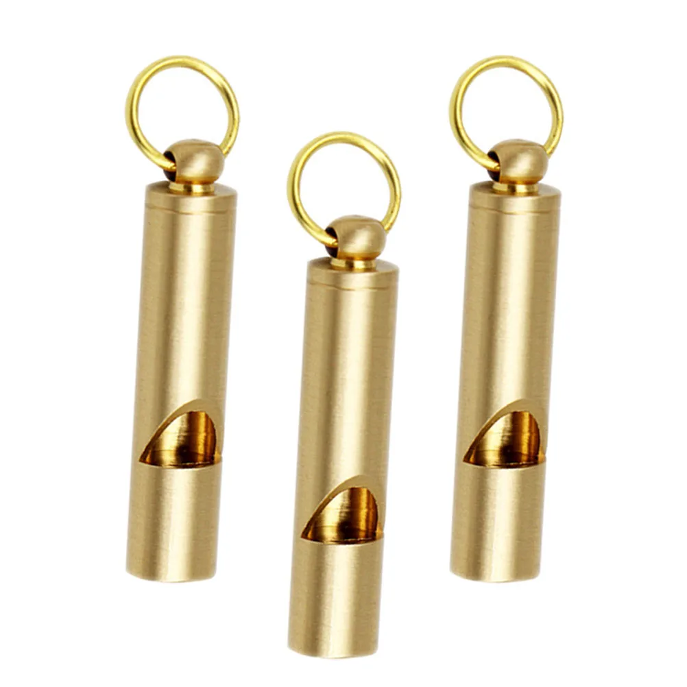 

3 Pcs Whistles Sports Pendant Emergency with Key Chain Vintage Golden Copper