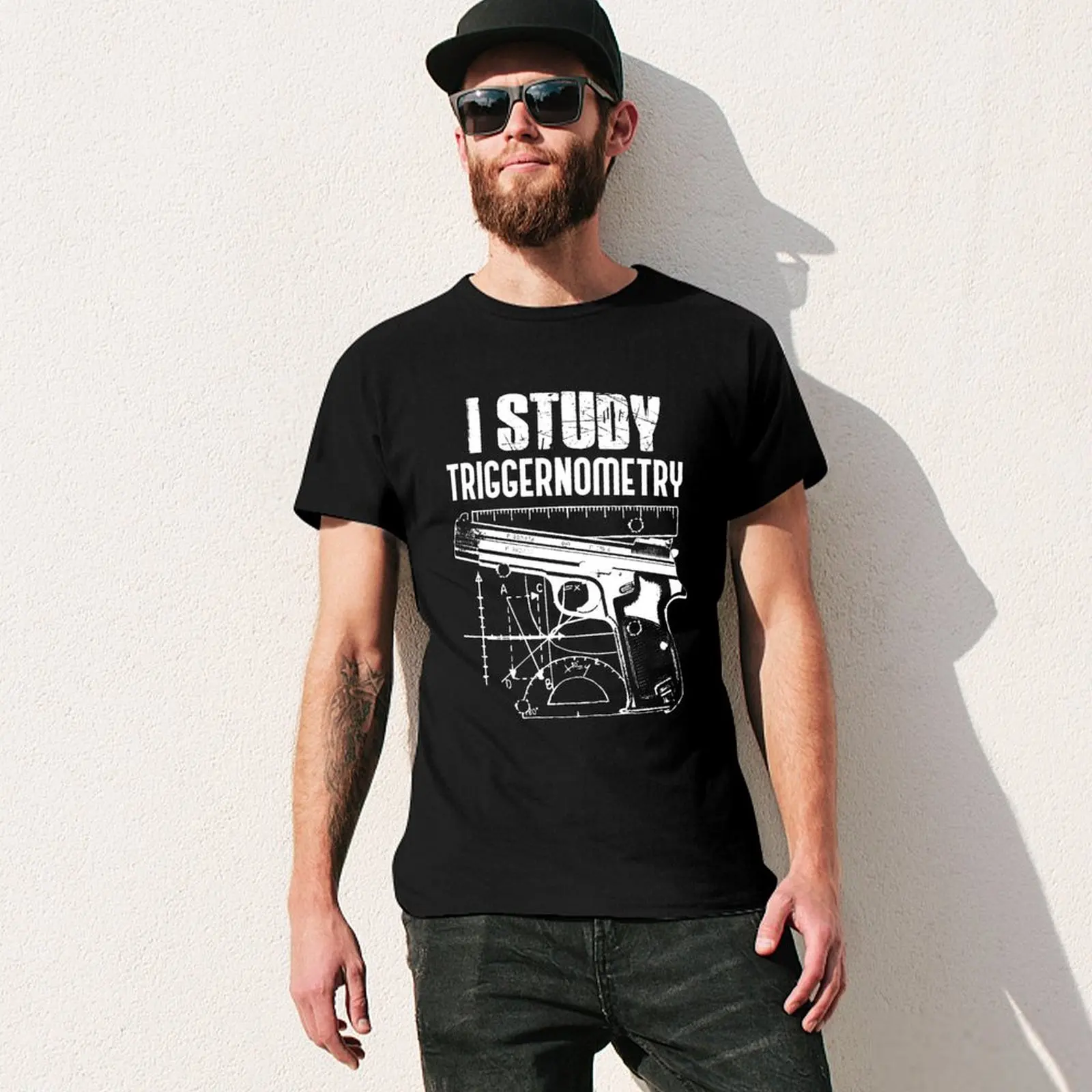 I Study Triggernometry, On Back Gun Funny Saying T-Shirt cheap stuff blacks T-shirt men