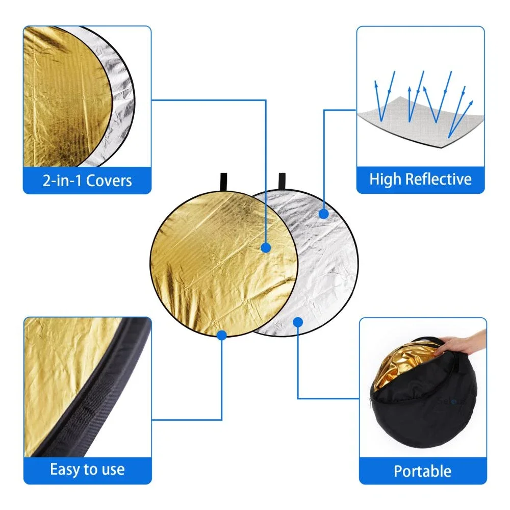 Фотоотражатели Selens 30 / 45 / 60 / 80 CM Портативные складные оптические рассеиватели