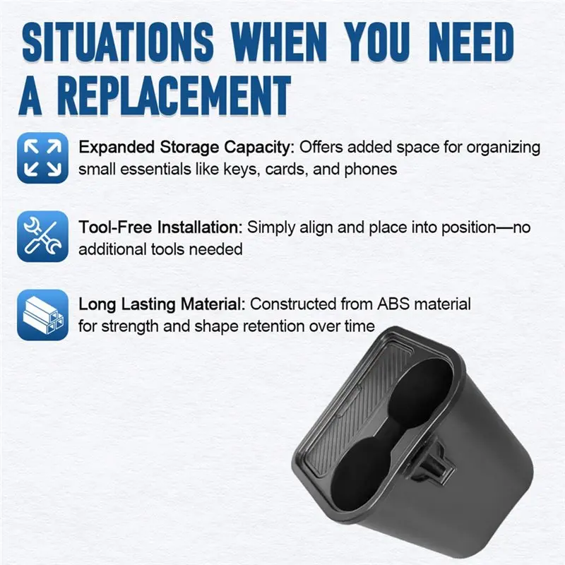 حامل أكواب متضمن سلة مهملات متعددة الوظائف باللون الأسود ABS لملحقات صندوق تخزين Ford Maverick 2022-2025 #4