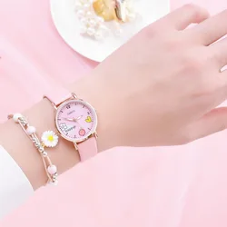 Mode Studenten Uhr Kinder Uhren Rosa Nette kinder Armbanduhr Cartoon-Muster Quarzuhr Set fΓΌr MΓ€dchen Relogio feminino